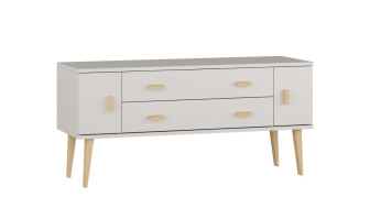 Komoda z masívu borovice Nord K3/2S 175/58,5/42 cm / biela