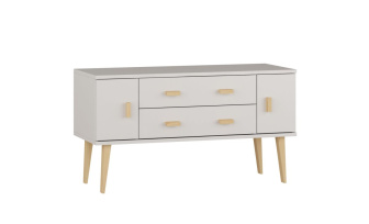 Komoda z masívu borovice Nord K3/2S 135/58,5/42 cm / biela