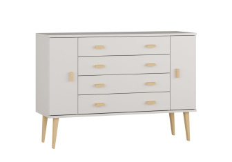 Komoda z masívu borovice Nord K3/4S 117/92/42 cm / biela