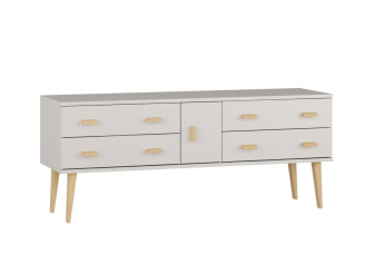 Komoda z masívu borovice Nord K4/2S 135/58,5/42 cm / biela