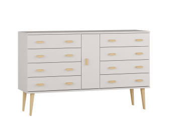 Komoda z masívu borovice Nord K4/4S 135/92/42 cm / biela