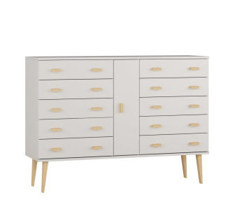 Komoda z masívu borovice Nord K4/5S 175/109/42 cm / biela