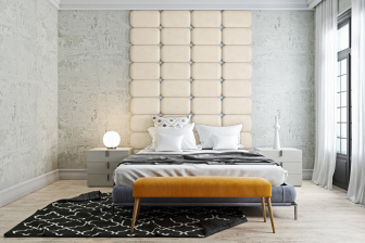 Čalúnený nástenný panel Classic plus 60/30/3 cm - krémová