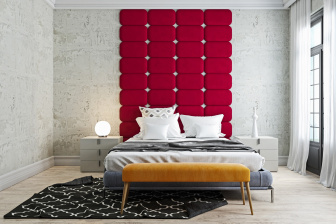 Čalúnený nástenný panel Classic plus 60/30/3 cm - rubínová