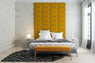 Čalúnený nástenný panel Classic plus 40/30/3 cm - horčicová