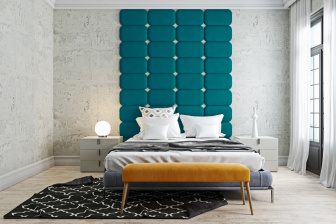 Čalúnený nástenný panel Classic plus 60/30/3 cm - nebeská modrá