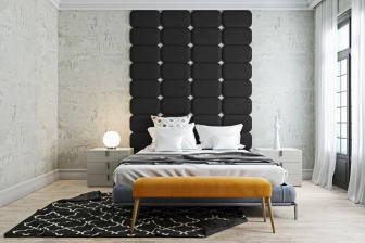 Čalúnený nástenný panel Classic plus 60/30/5 cm - čierná