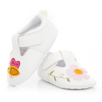 Dojčenské capáčky eko koža - KLE 001 white 0-6 mesiacov