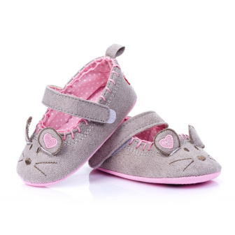 Dojčenské capáčky 6-12 mesiacov KLS 002 - sivá / ružová