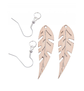 Drevené náušnice - Lístky