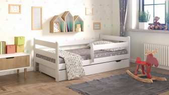 Posteľ KÚBA 160x80 cm - BIELA + šuplík + rošt ZADARMO