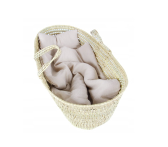 Vankúšik + deka do kočíka mušelín s výplňou - béžová