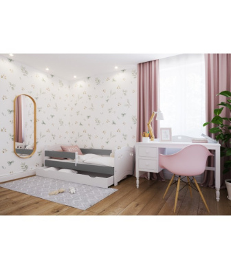 Posteľ  Elisa 180/80 cm - biela / sivá + matrace + šuplík