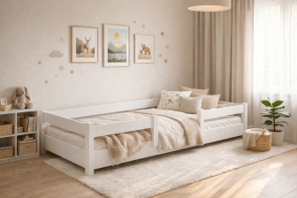 Rastúca posteľ Montessori Tobi biela 90x200 cm + rošt ZADARMO