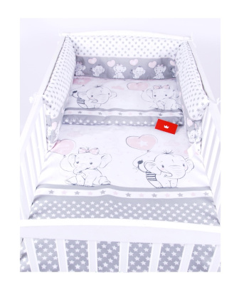 Obliečky do postielky 120/90 cm - slonítka / ružová