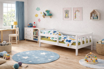 Posteľ Martin z masívu borovice 180x80 cm - BIELA+ rošt ZADARMO