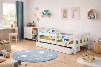 Posteľ Martin 180x80 cm - BIELA + šuplík + rošt ZADARMO