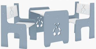 Stůl a dve židle macko šedý