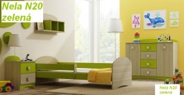 Posteľ Nela N20 180/90 cm - ZELENÁ + matrac a rošt ZADARMO