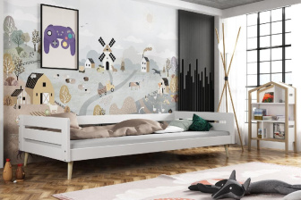 Posteľ z masívu Betka na nohách 160/80 cm - BIELA + rošt ZADARMO