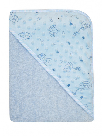 Detská osuška froté s kapucňou minky - modrá