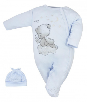 Dojčenský overal s čiapočkou modrý