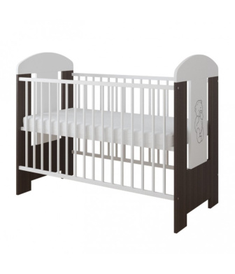 Postieľka 120/60 cm Gloria - biela/ orech  Medveď