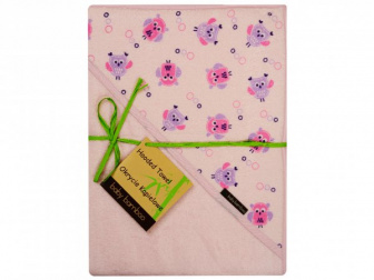 Bambusová osuška s kapucí 100x100 cm růžová