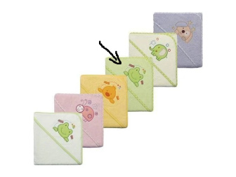 Detská froté osuška s kapucňou zelená 80x80 cm / Žabka