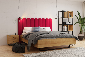 Čalúnený nástenný panel plot 20 x 120 x 3 cm  rubínová