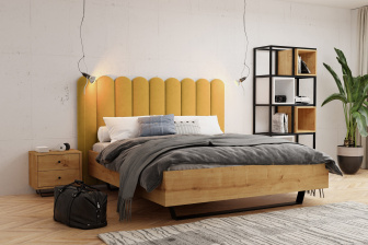 Čalúnený nástenný panel plot 20 x 120 x 3 cm  hořčicová