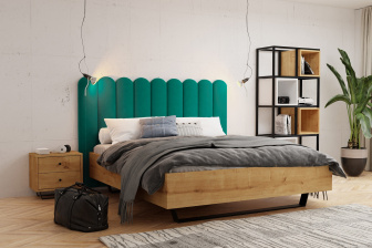 Čalúnený nástenný panel plot 20 x 120 x 5 cm tyrkysová