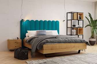 Čalúnený nástenný panel plot 20 x 120 x 3 cm  nebeská modrá