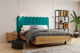 Čalúnený nástenný panel plot 20 x 120 x 3 cm  zelenomodrá