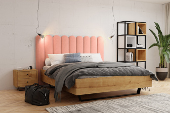 Čalúnený nástenný panel plot 20 x 70 x 3 cm svetlo ružová