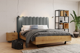 Čalúnený nástenný panel plot 20 x 120 x 5 cm šedá