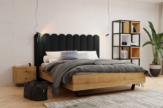 Čalúnený nástenný panel plot 20 x 70 x 5 cm čierna