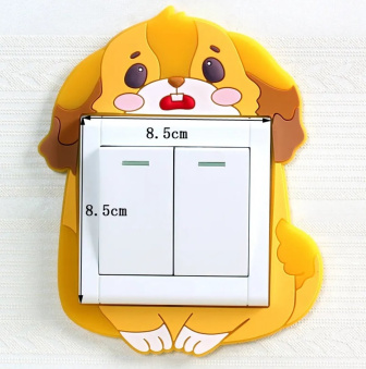 Svietiaca 3D silikónová dekorácia vypínača - pes žlutý