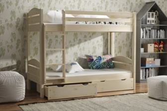 Poschodová posteľ Petr 90/200 cm + matrac + šuplík masiv