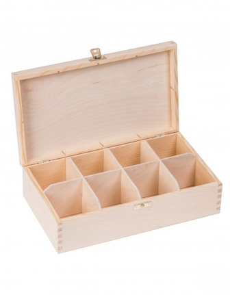 Krabička drevená  na čaj 16,5x28,5x8 cm zapínanie