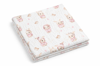 Plienka bavlna potlač - Zajačik/ ružová