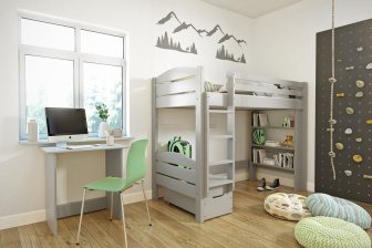 Vyvýšená posteľ Darina siva 90/200 cm + rošt ZADARMO