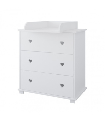 Prebaľovacia komoda srdiečko / biela