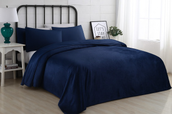 Prikrývka na posteľ VELVET so vzorom 200/220 cm - tmavo modrá