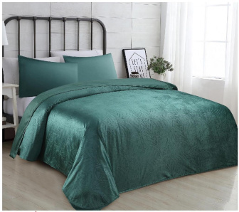 Prikrývka na posteľ VELVET so vzorom 200/220 cm - tmavo zelená
