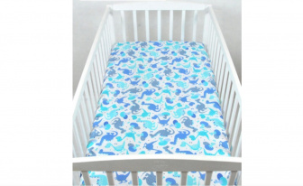 Plachta bavlnená s gumka 120/60 cm - modrý dino