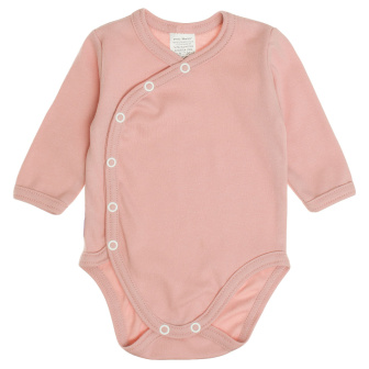 Dojčenské bavlnené body celoprepínací - púdrovo ružová 62