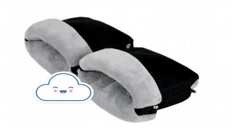 Rukavice na madlo kočíkov - fleece černo - šedé