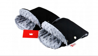 Rukavice na madlo kočíkov - minky černo - šedé