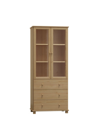 Policový regál - vitrína z masívu borovice 104 80/190/42 cm